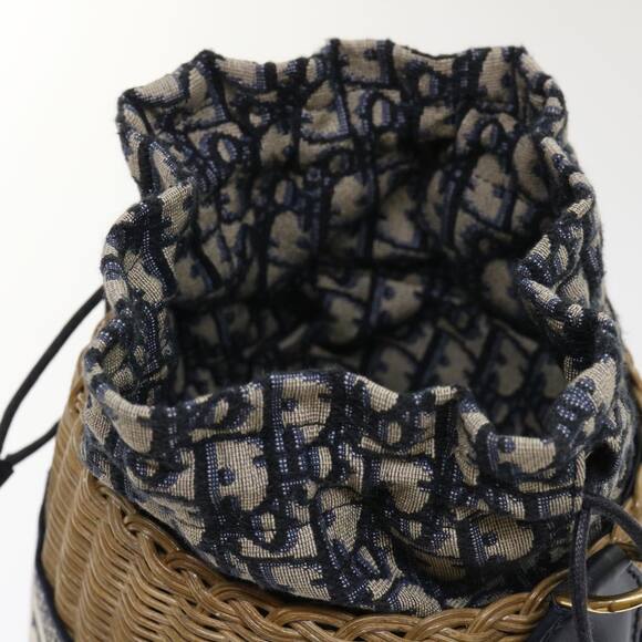 DIOR Basket Bag Trotter Canvas Shoulder Bag Rattan Blue - Picture 5 of 13